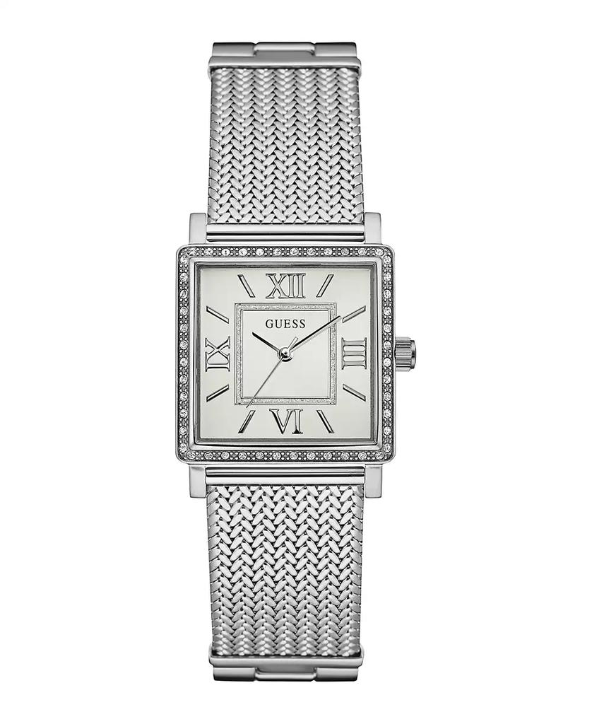 GUESS Women's Analog Silver-Tone Mesh Watch, 28mm