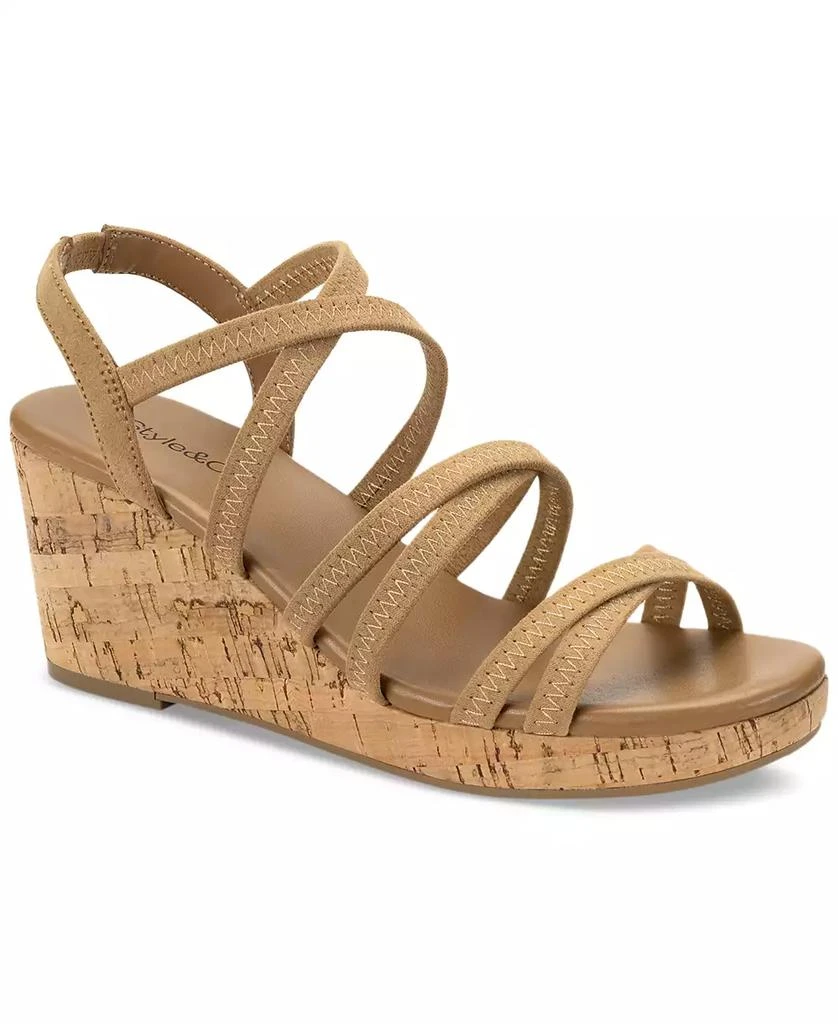 Style & Co Women's Arloo Strappy Elastic Wedge Sandals, Created for Macy's 1