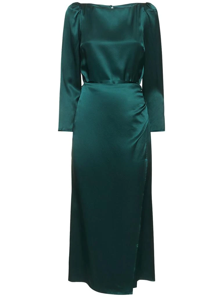 REFORMATION Cassis Silk Satin Long Sleeve Midi Dress 1