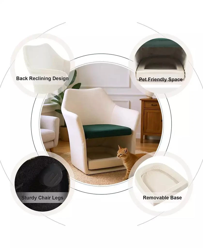 AOSTIRMOTOR Mid Century Modern Accent Chair - Pet-Friendly 2-in-1 Soft Fabric Armchair, White 2