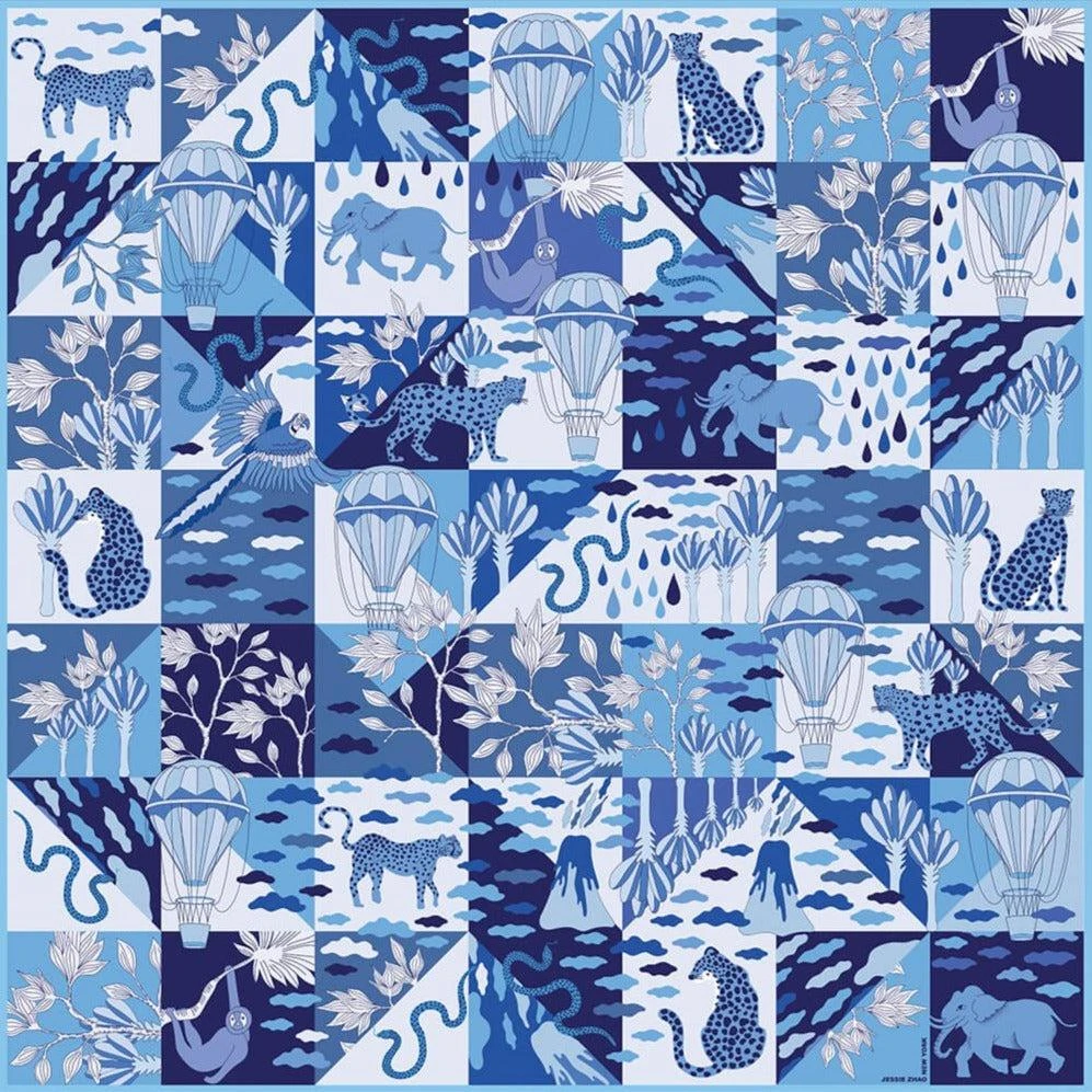 Jessie Zhao Double Sided Silk Scarf Of Rainforest Imagination 1