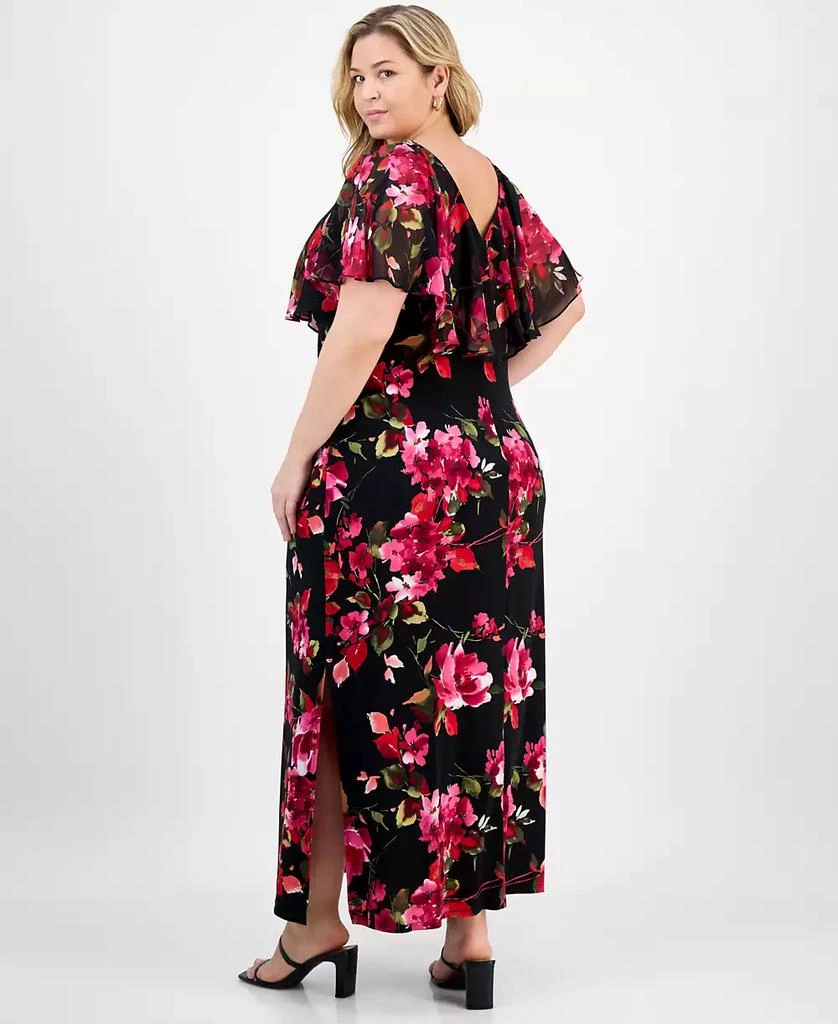 green emerald velvet dress Plus Size Ditsy Floral All Over Print Split Thigh Dress, Casual Puff Sleeve  Tie Front Dress, Women Plus Clothing for Summer Beach Daily Black at Amazon  Women's Clothing store main image 0