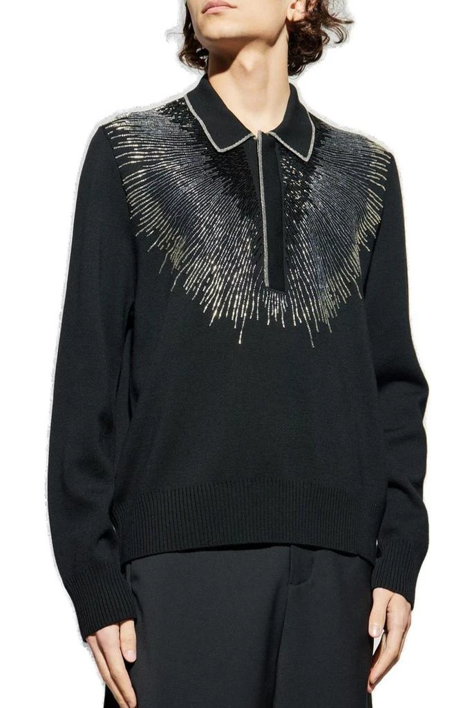 AMIRI Amiri Embellished Long Sleeve Polo Shirt 2