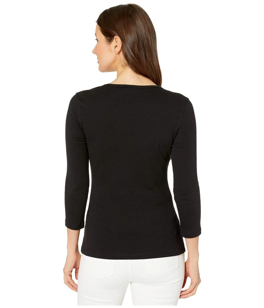 Lilla P 1x1 Rib 3/4 Sleeve V-Neck Top 3