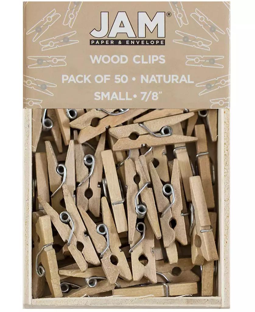 JAM Paper Wood Clip Clothespins - Small - 0.88" - 50 Clothes Pins Per Pack
