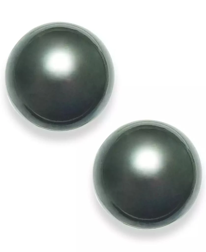 Macy's Tahitian Pearl (14mm) Stud Earrings in 14k White Gold 1