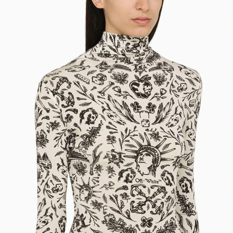 Off-White LONG-SLEEVED MINI DRESS WITH TATTOO PRINT 4