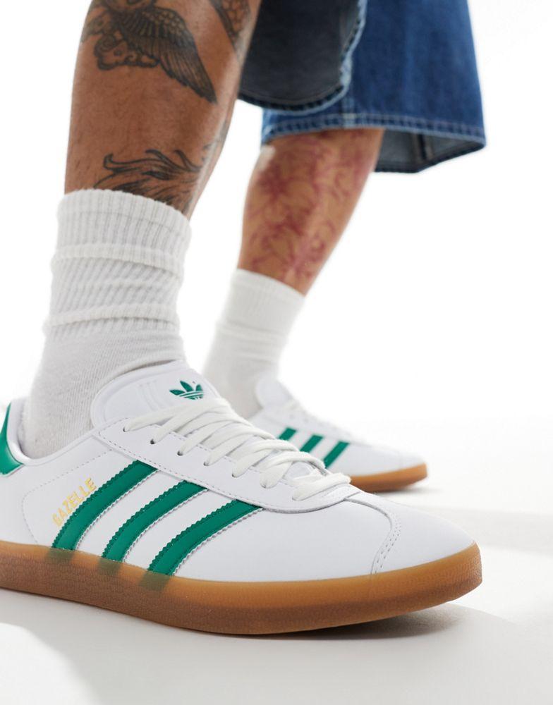 adidas Originals adidas Originals Gazelle trainers in white and green WHITE Casual Sneakers Free Shipping BeyondStyle