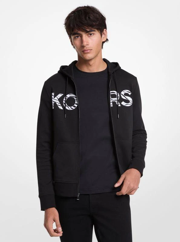 Michael Kors Zebra Print Logo Cotton Blend Zip-Up Hoodie 1