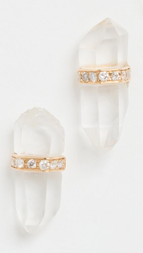 Jia Jia 14k Crystal Quartz Diamond Bar Earrings