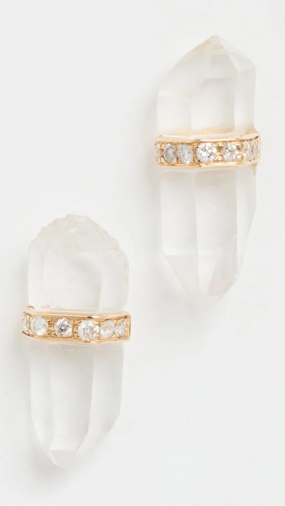 Jia Jia 14k Crystal Quartz Diamond Bar Earrings 1