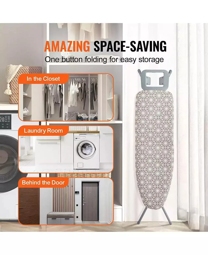 Ecooso Ironing Board with Large Surface, 4-Layer Thick Design, Heat-Resistant Cotton Cover, 7 Adjustable Heights for Home Laundry 9