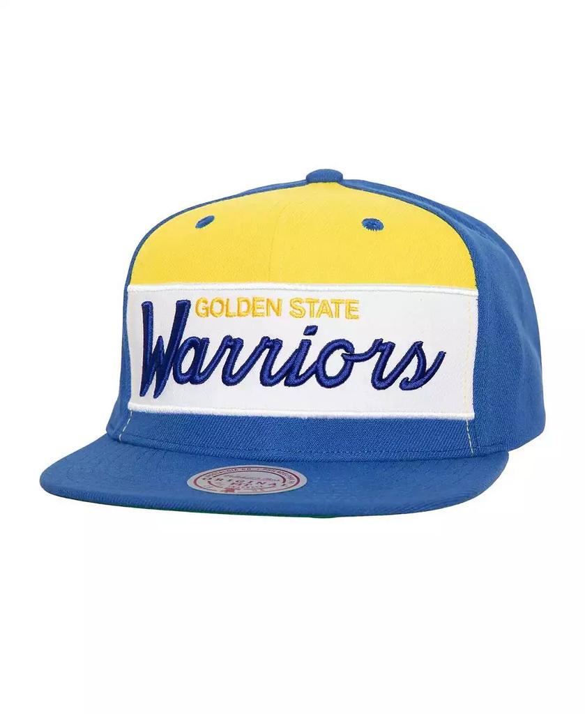 Mitchell & Ness Men's White, Royal Golden State Warriors Retro Sport Colorblock Script Snapback Hat