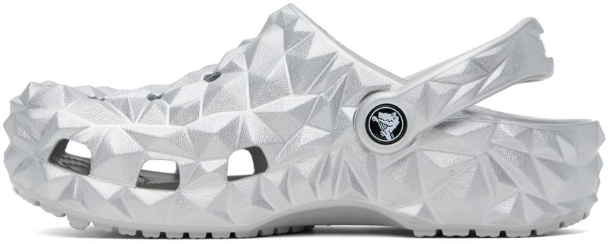 Crocs Silver Classic Metallic Geometric Clogs 3