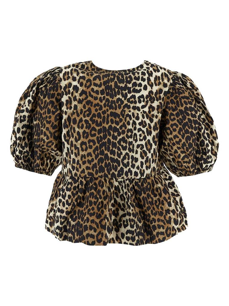 Ganni Leopard-Print Georgette Wrap Dress