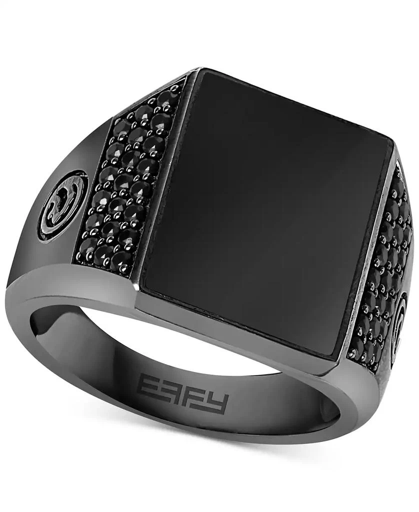 Effy EFFY® Men
s Onyx and Black Spinel Statement Ring in Black Rhodium-Plated Sterling Silver