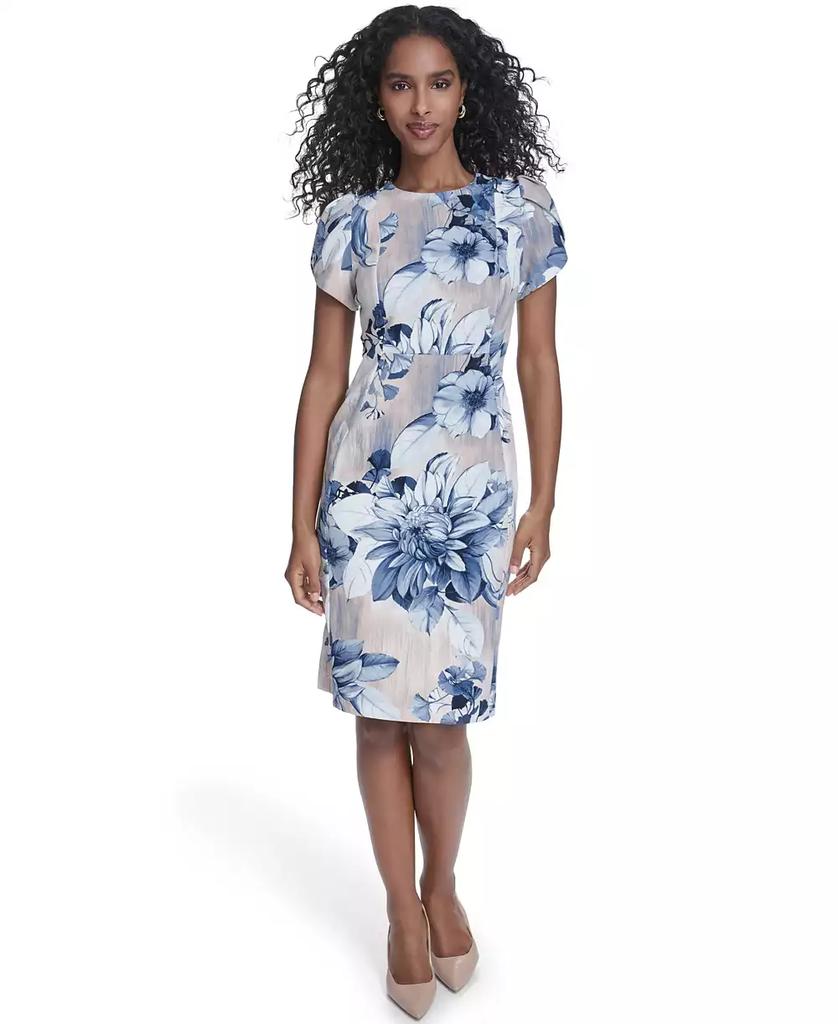 Calvin Klein Women
s Printed Tulip Short-Sleeve Sheath Dress
