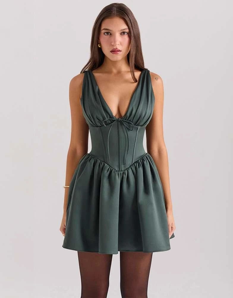 House of CB House of CB Emmeliette mini dress in emerald green 1