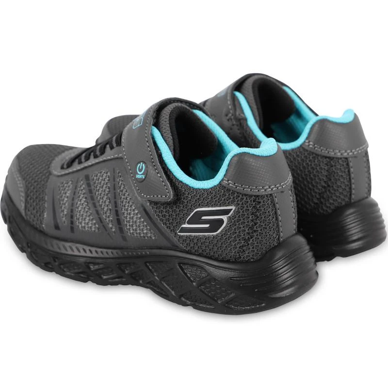 SKECHERS Mesh logo sneakers with velcro strap in dark grey 2
