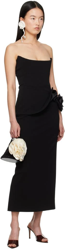 Magda Butrym Black Floral Appliqué Bustier Midi Dress 4