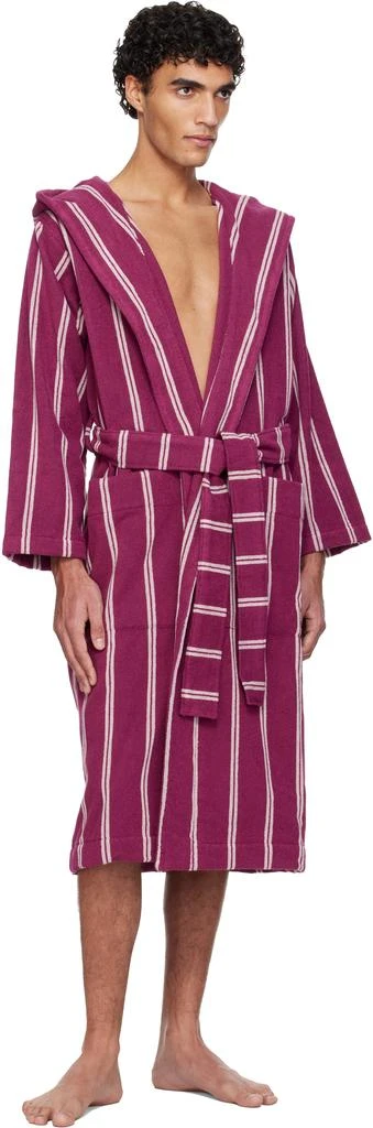 Tekla Pink Terry Hooded Bathrobe 4
