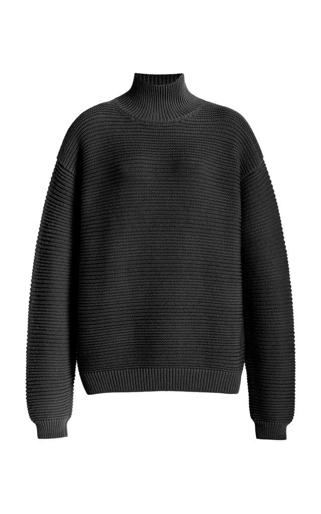 Brandon Maxwell Brandon Maxwell - The Charlie Ribbed Knit Wool Sweater - Black - M - Moda Operandi 1