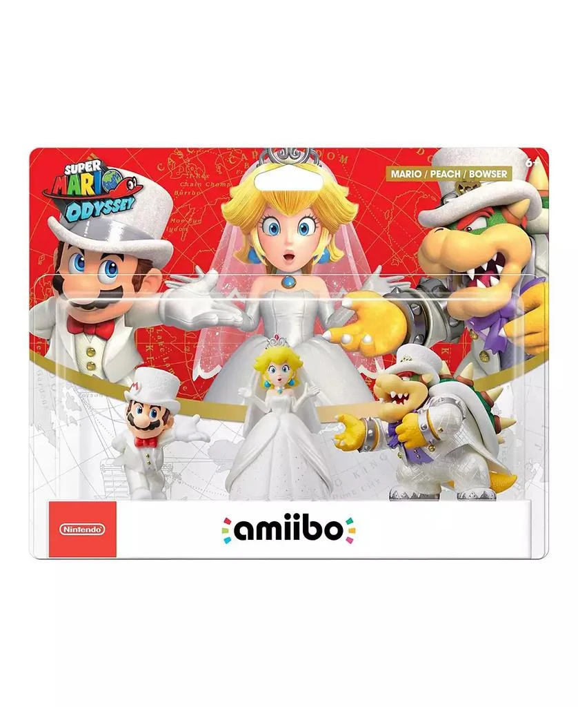 Nintendo Mario, Peach, Bowser Wedding 3 Pack - Super Mario Odyssey - Nintendo Amiibo Video Game Action Figure