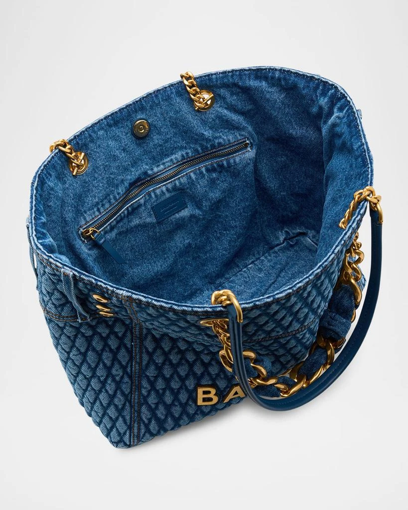 Balmain 1945 Shoulder Bag in Grid Quilted Denim 4