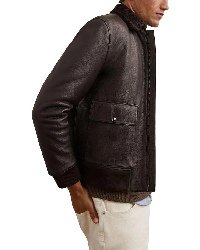 REISS Shearling Collar Leather Jacket 4