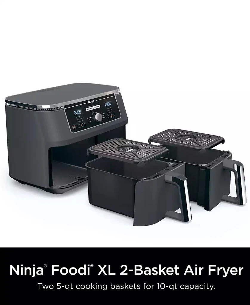 Ninja Foodi® DZ401 6-in-1 10-qt. XL 2-Basket Air Fryer with DualZone™ Technology- Air Fry, Broil, Roast, Dehydrate, Reheat and Bake, Family Sized 11