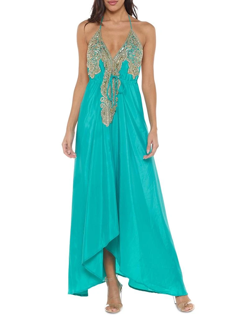 clarissa maxi dress Maxi Abito Verde Acqua con Cintura Rimovibile