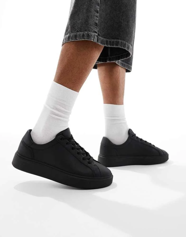 ASOS ASOS DESIGN lace up trainers in black drench Casual Shoes