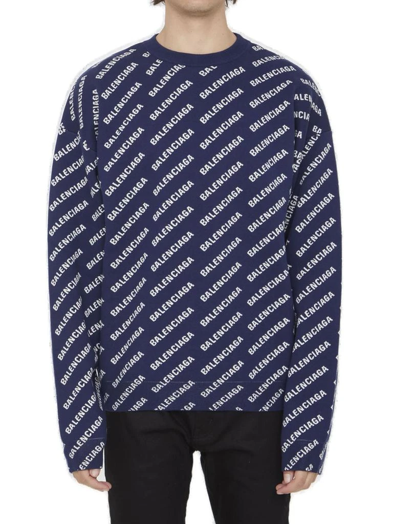Balenciaga Balenciaga Allover Logo Printed Crewneck Knit Jumper 1