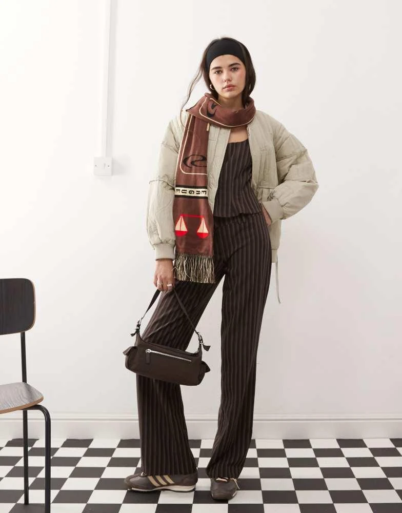 COLLUSION COLLUSION low rise pinstripe trousers in brown 1