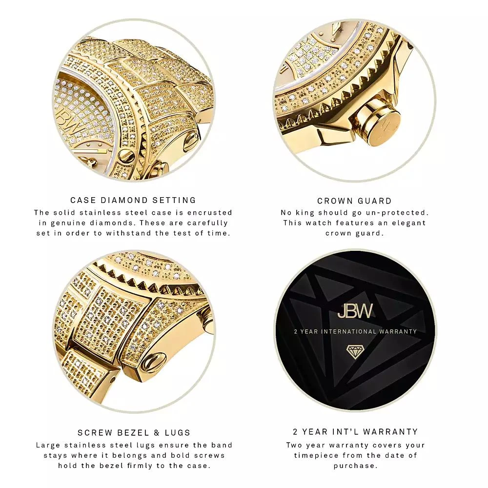Jbw Men's Jet Setter Diamond (2 ct.t.w.) 18k Gold Plated Stainless Steel Watch 5