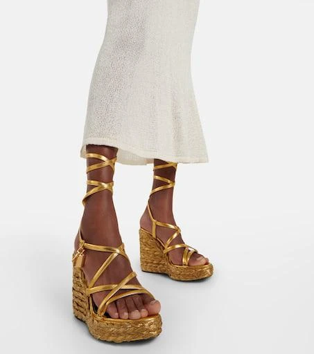 Tom Ford Padlock leather wedge sandals 4