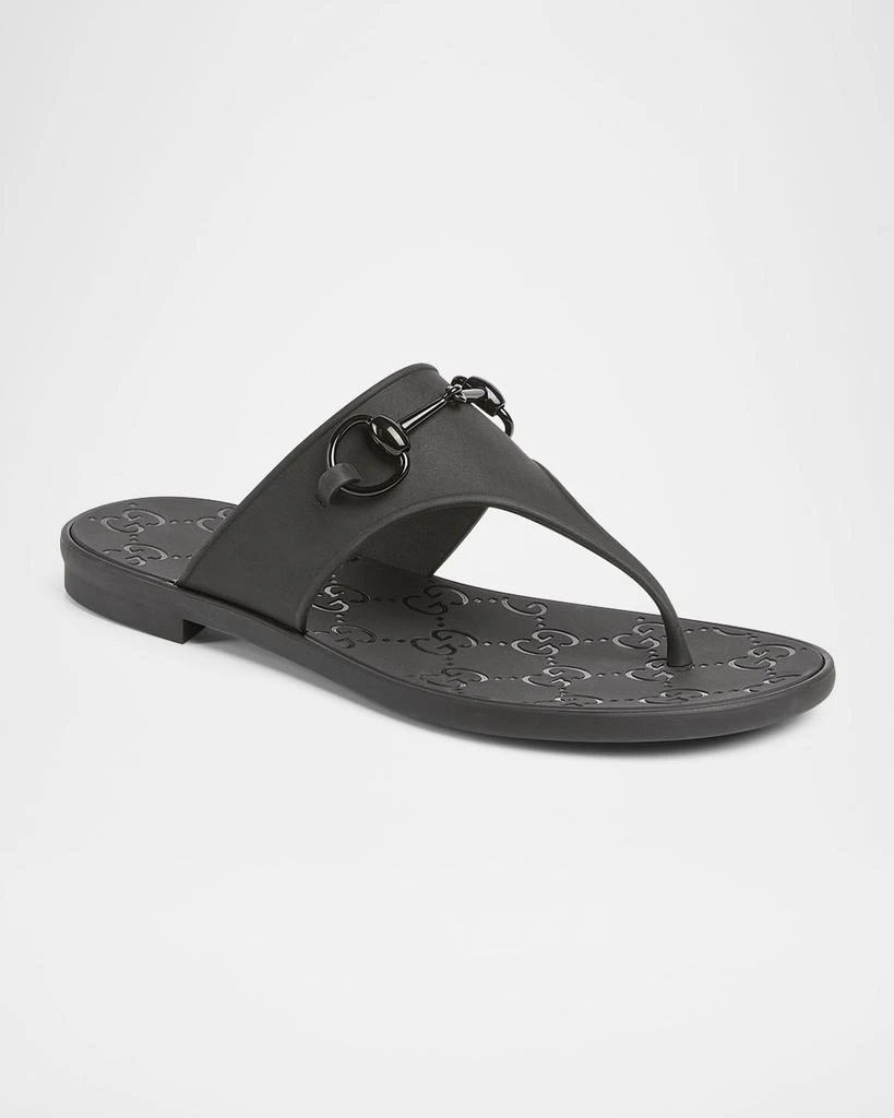 Gucci Rubber Horsebit Thong Slide Sandals 2