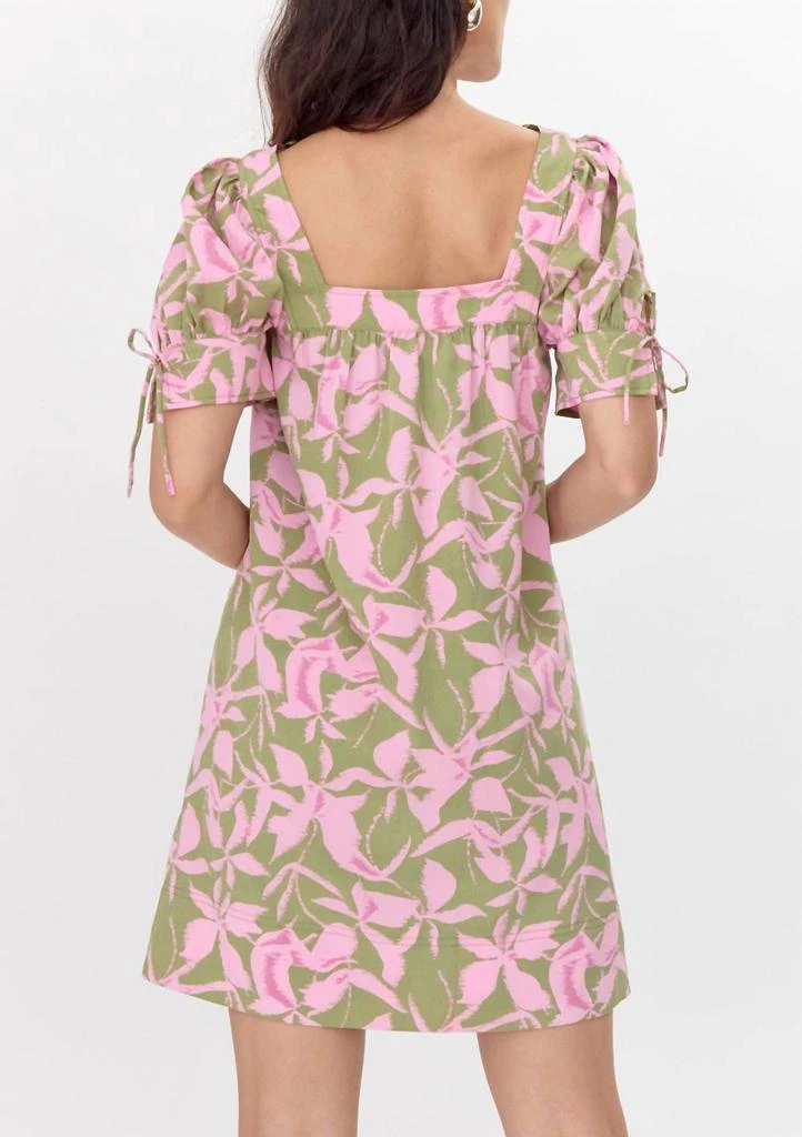 Greylin Vienna Print Square Neck Mini Dress In Sage/pink 2
