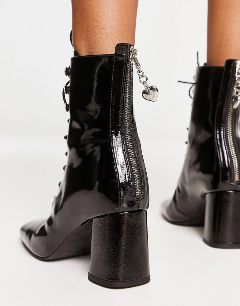 Love Moschino Love Moschino lace up boots with zip back in black 3