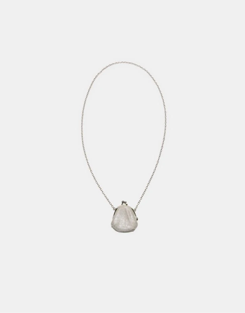 Stradivarius Stradivarius Mini pouch bag necklace in grey 2