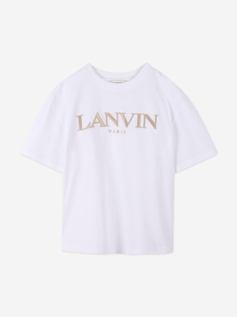Lanvin Boys Embroidered Logo T-Shirt in White
