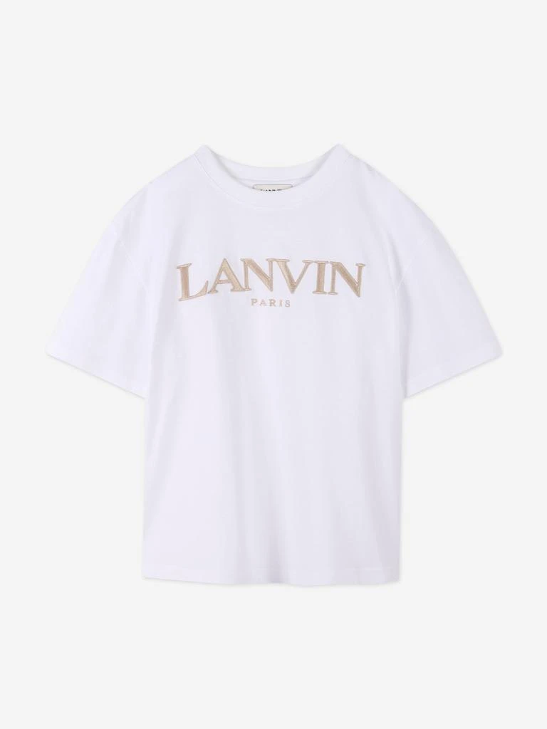 Lanvin Boys Embroidered Logo T-Shirt in White 1