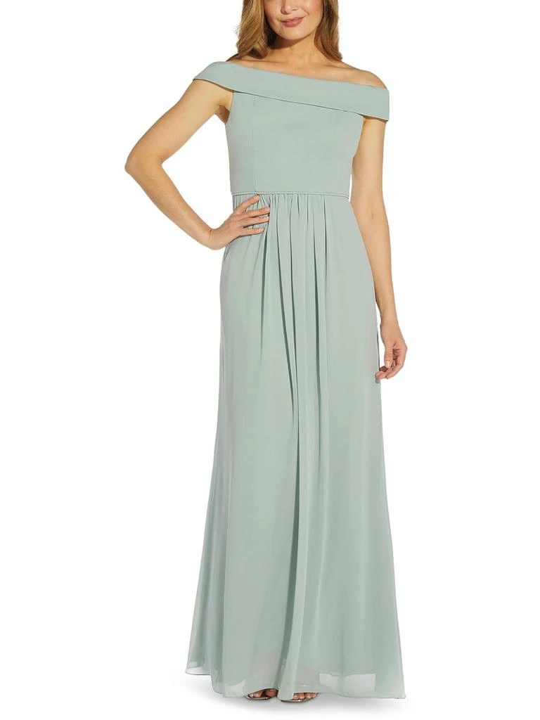 Adrianna Papell Plus Womens Pleated Tea Length Evening Dress 5