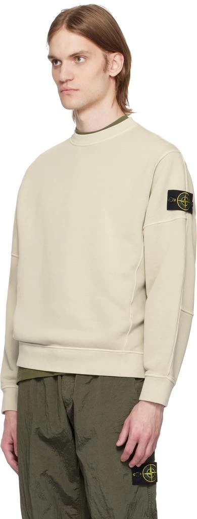 Stone Island Beige Organic Cotton Diagonal Fleece Old Effect Sweatshirt 4