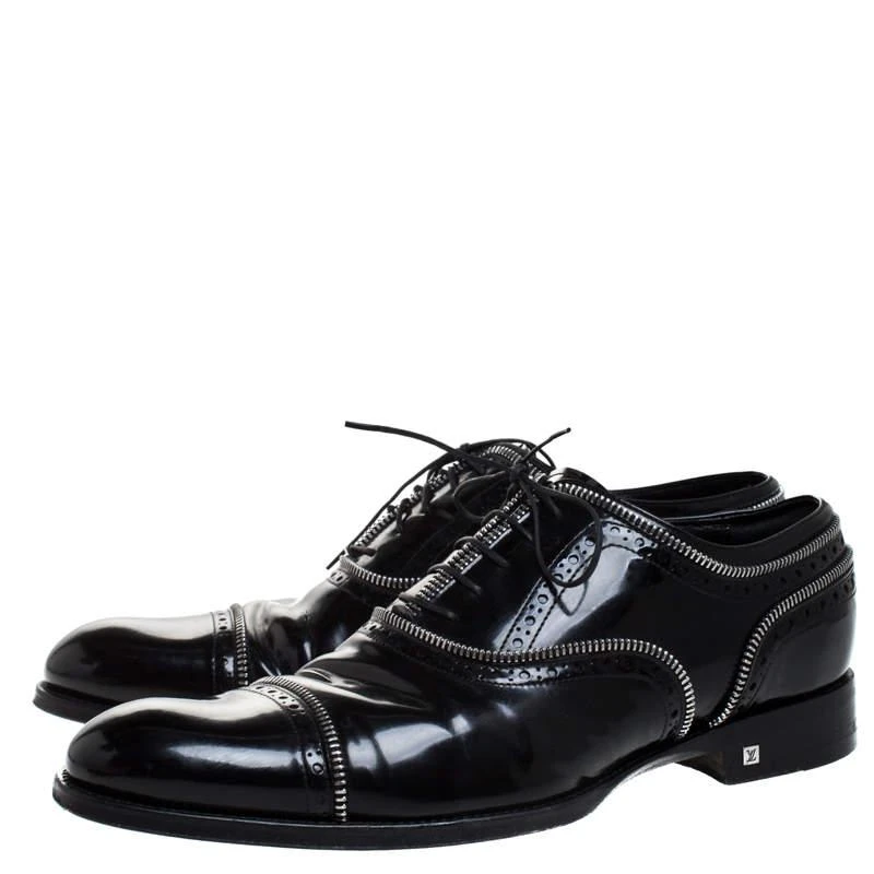 Louis Vuitton Louis Vuitton Black Patent Leather Lace Up Oxfords Size 41.5 4