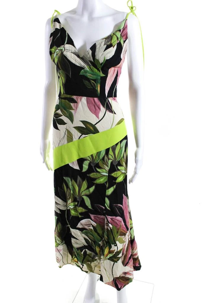 Christian Siriano Womens Hawaiian Print Tie Strap Dress Multicolored 2