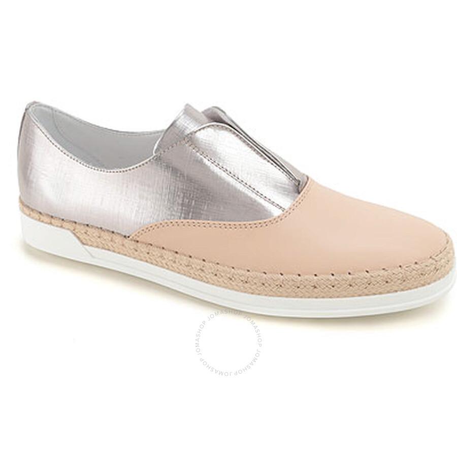 Tod's Ladies Slip on Sneakers with Mettalic Effect in Light/Metal Gold