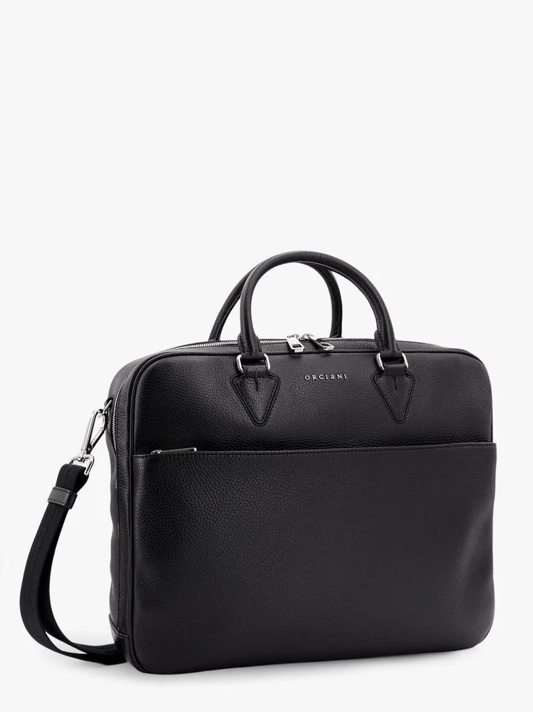 ORCIANI Leather briefcase with frontal logo 3