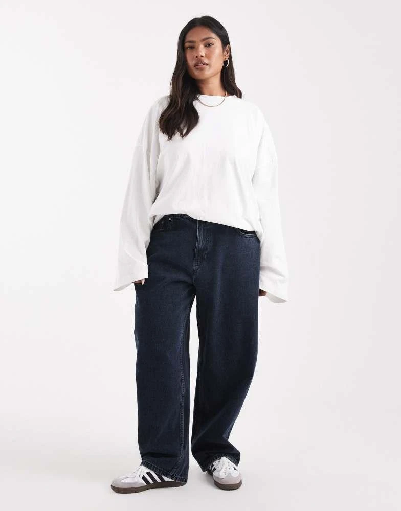 ASOS ASOS DESIGN Curve slim barrel jeans in blue black 1