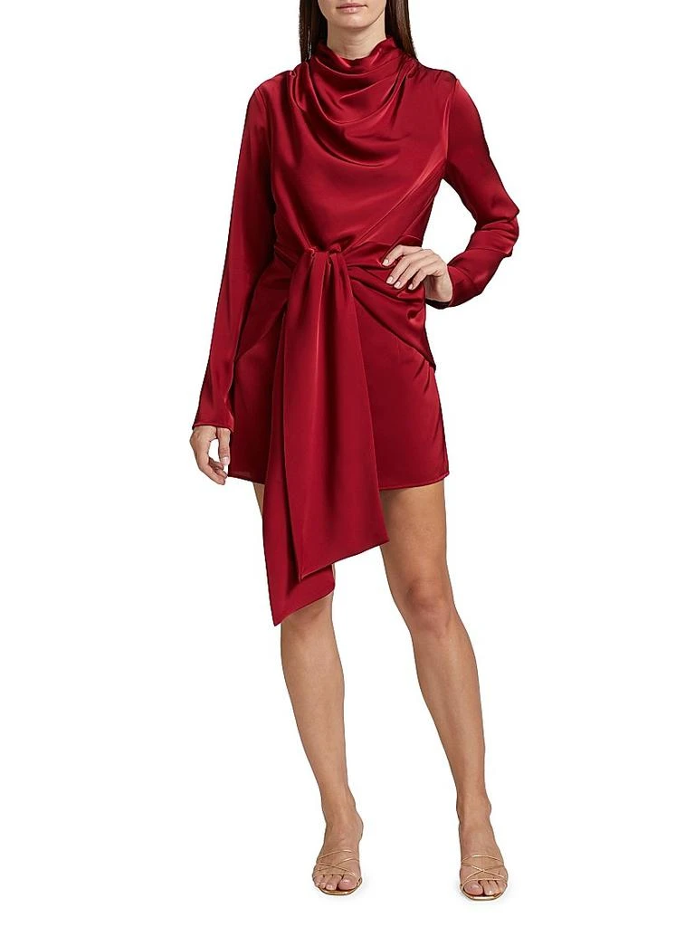 Nicholas the Label Ellara Knit Jersey Tie-Waist Minidress - Bordeaux